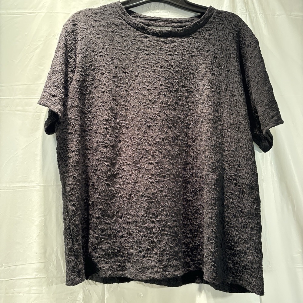 SIMPLY VERA WANG Blouse Womens XXL Top Short Sleeve Black Textured